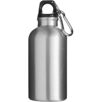 Aluminium single walled bottle with carabiner (400ml)  7552_032 (Silver)