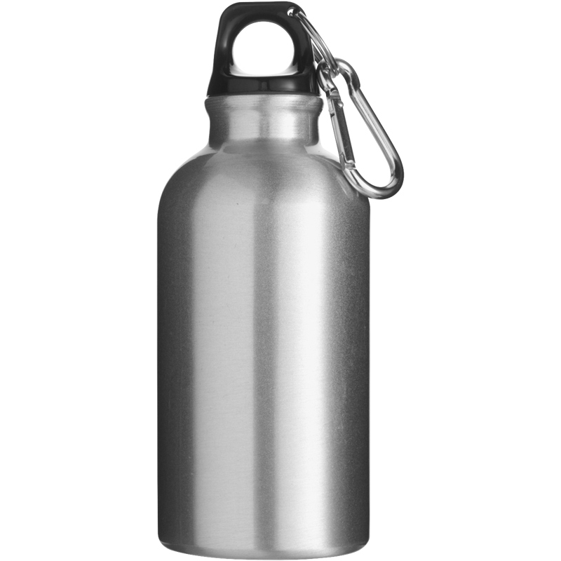 Aluminium single walled bottle with carabiner (400ml)  7552_032 (Silver)