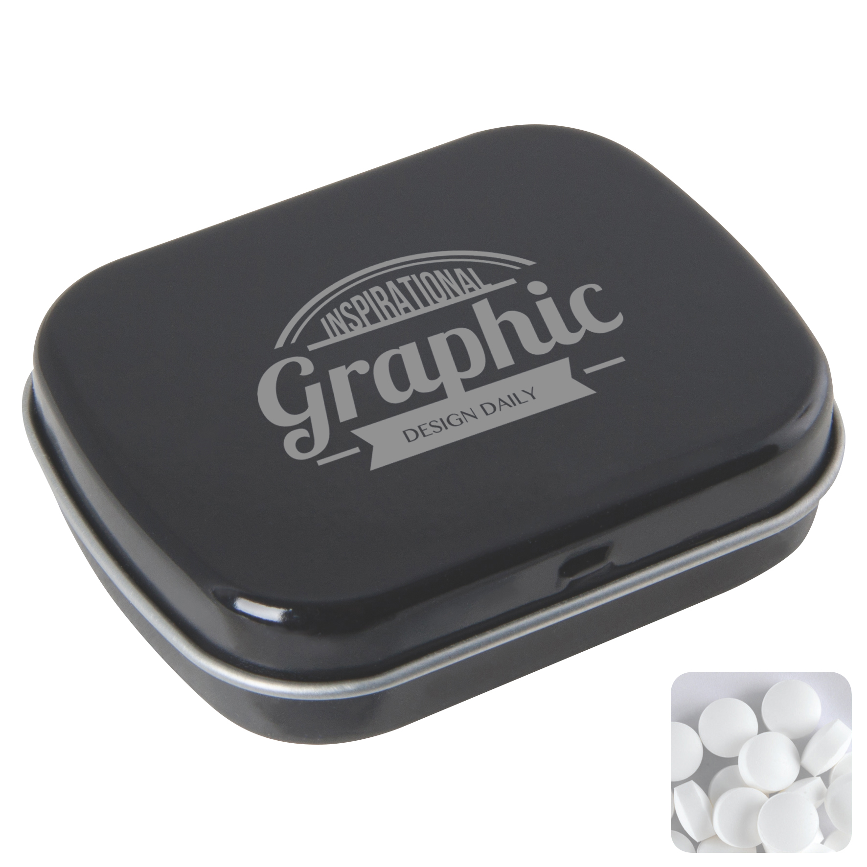 Picture of Flat hinged tin with dextrose mints