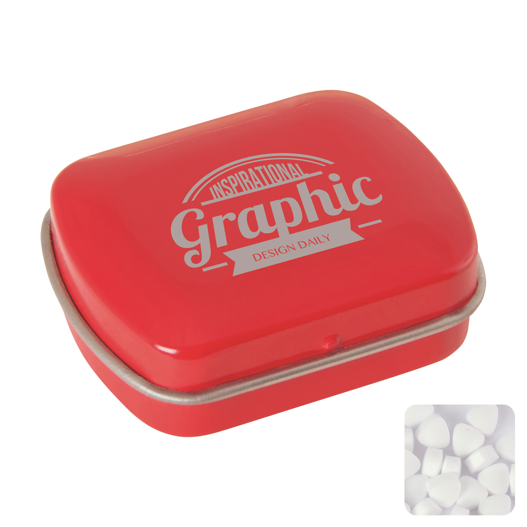 Picture of Small flat hinged tin with sugar free mints