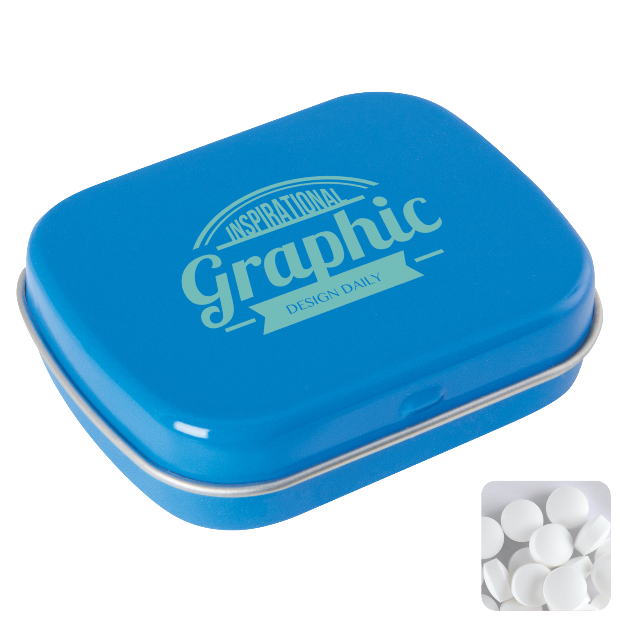 Picture of Flat hinged tin with dextrose mints