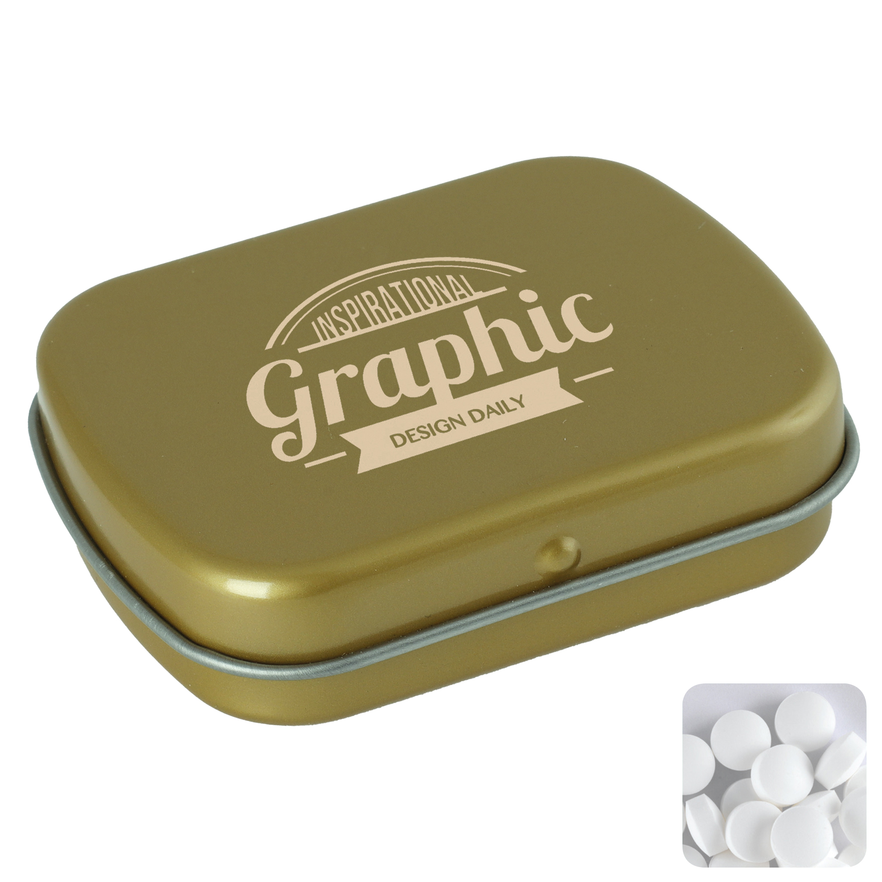 Picture of Flat hinged tin with dextrose mints