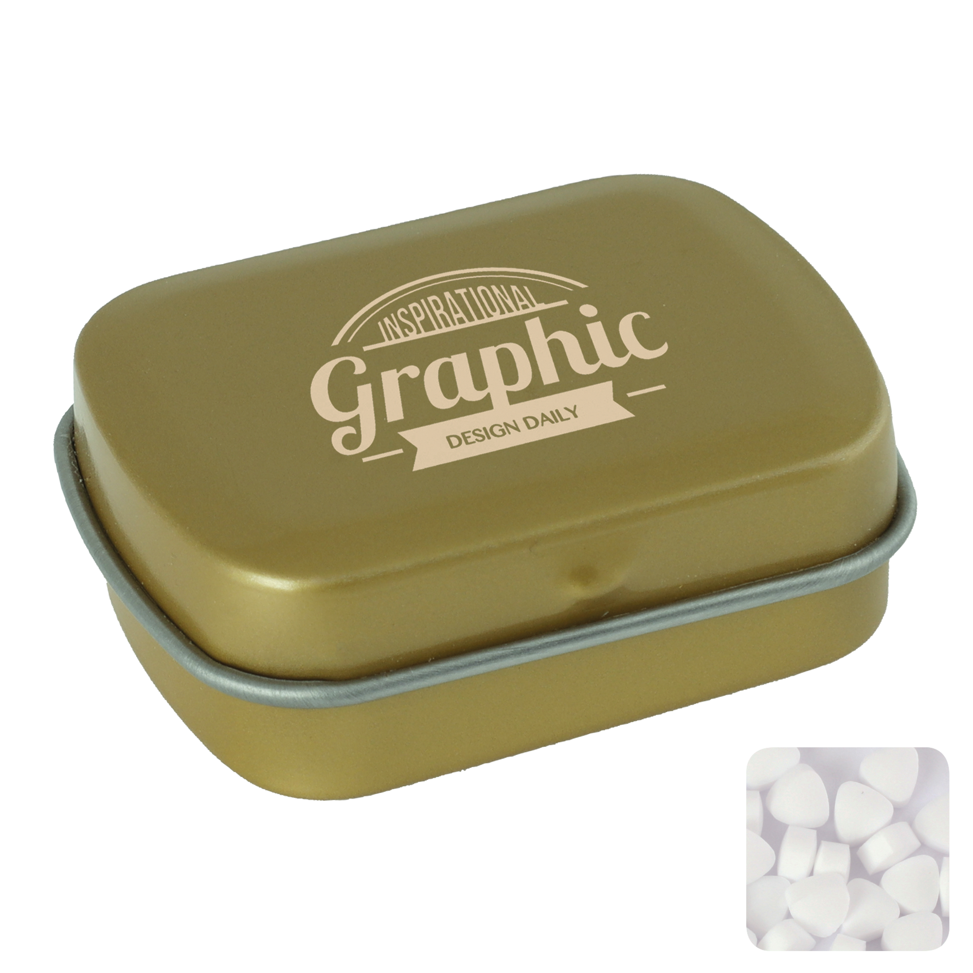 Picture of Small flat hinged tin with sugar free mints