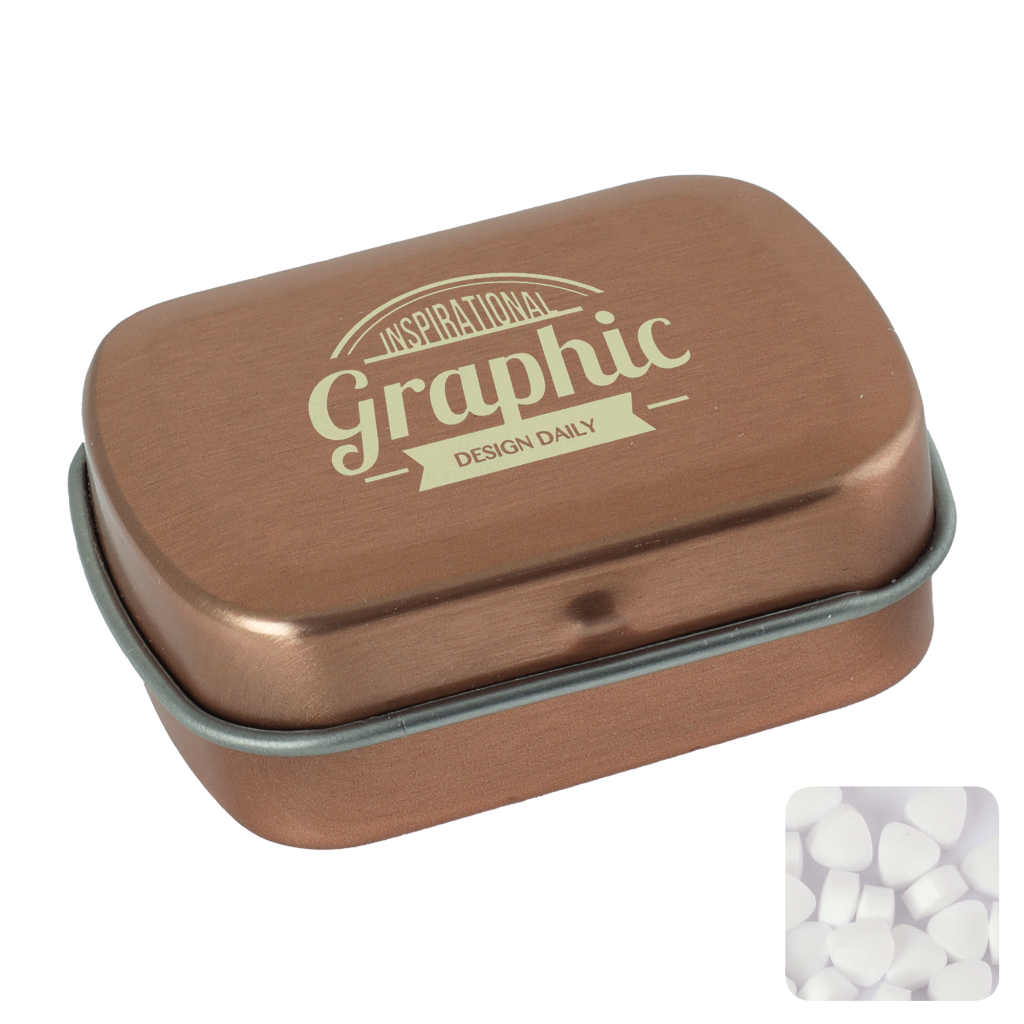 Picture of Small flat hinged tin with sugar free mints