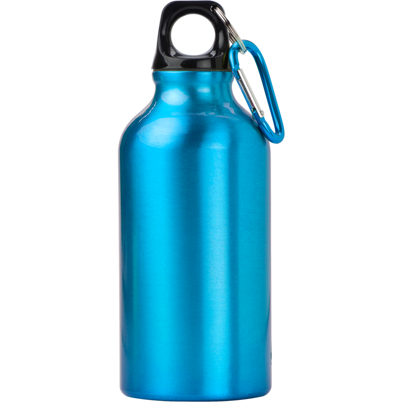 Aluminium single walled bottle with carabiner (400ml)  7552_018 (Light blue)