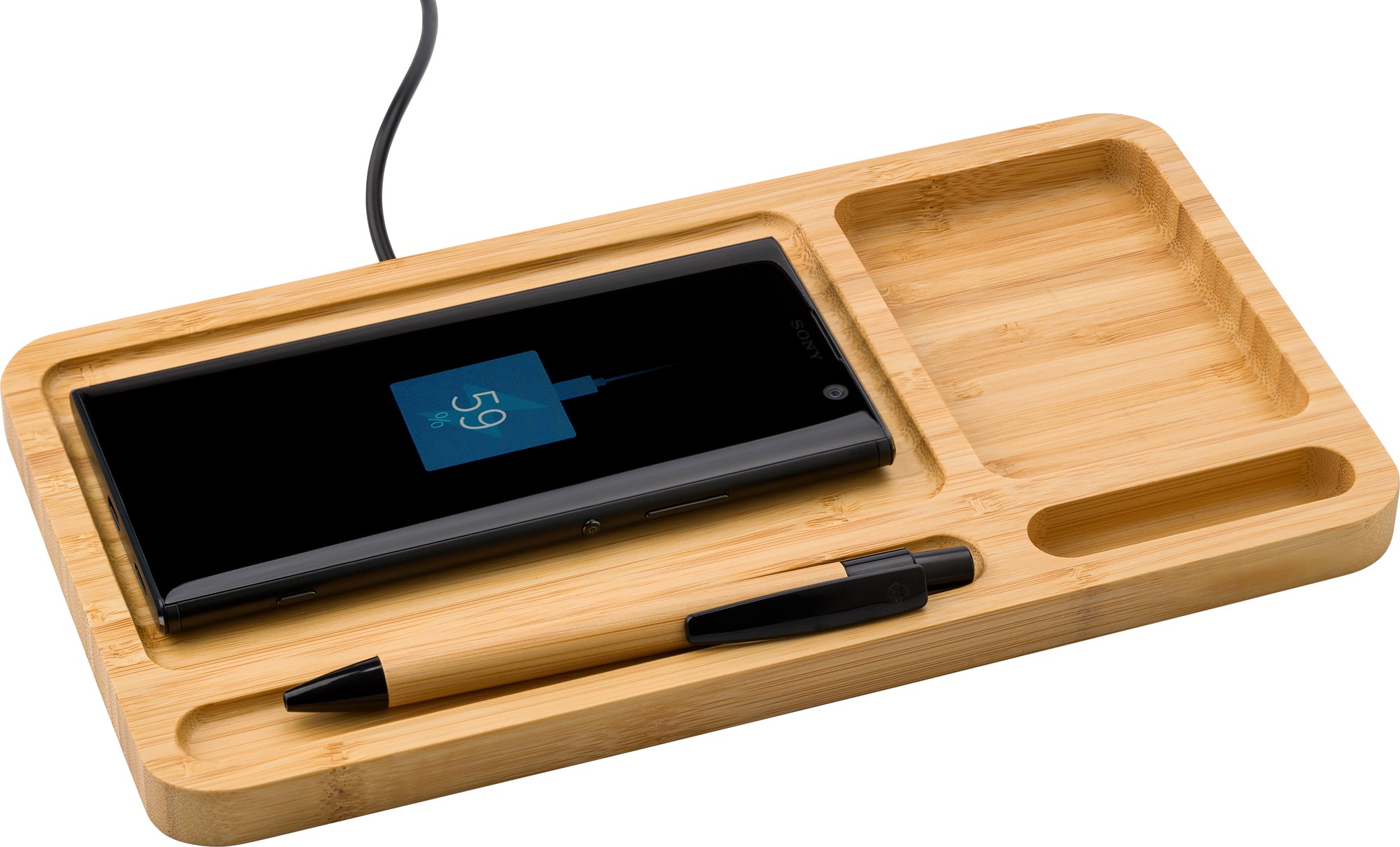 Picture of Bamboo desk organiser and charger