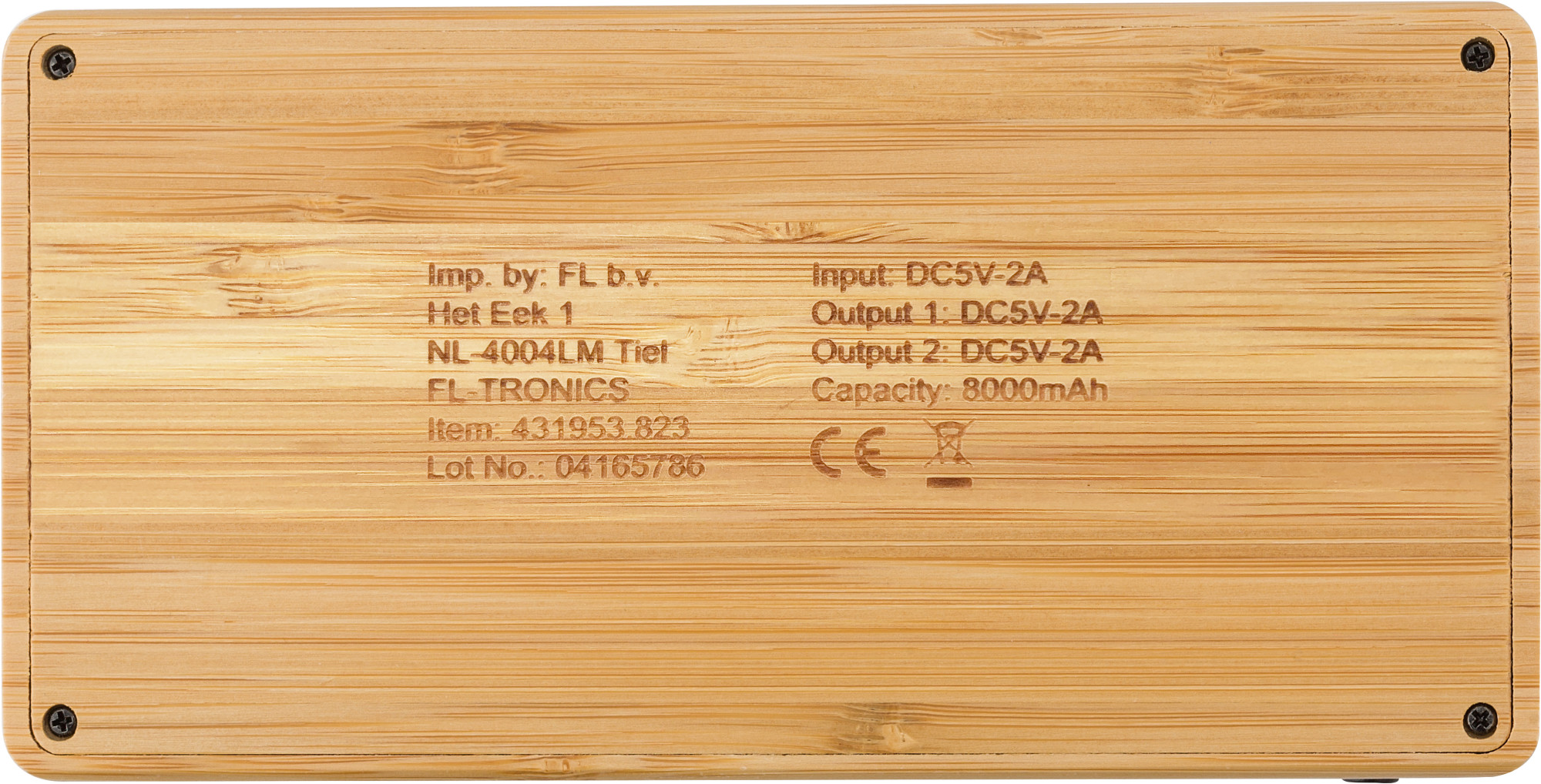 Picture of Bamboo solar power bank. (8000 mAh)