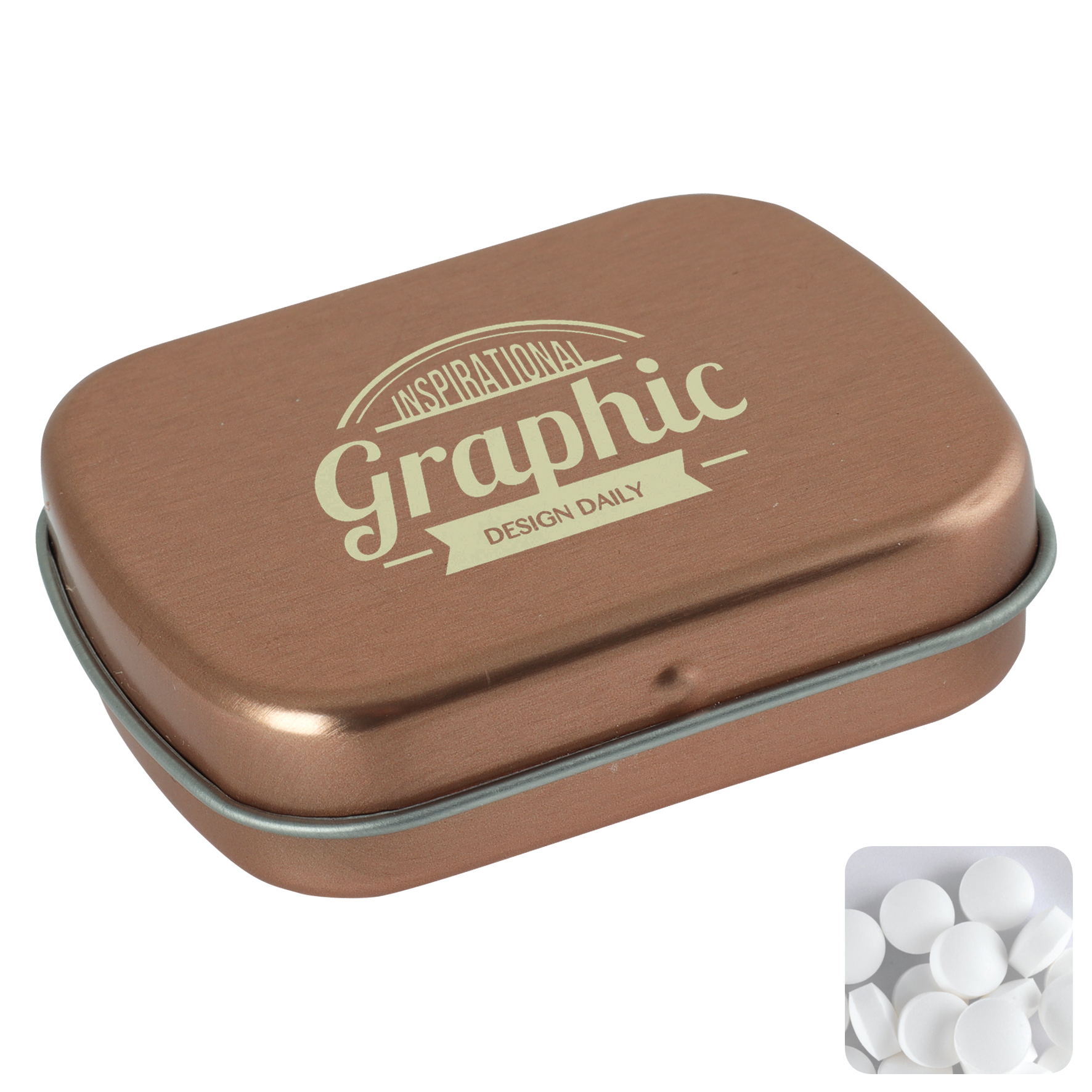 Picture of Flat hinged tin with dextrose mints