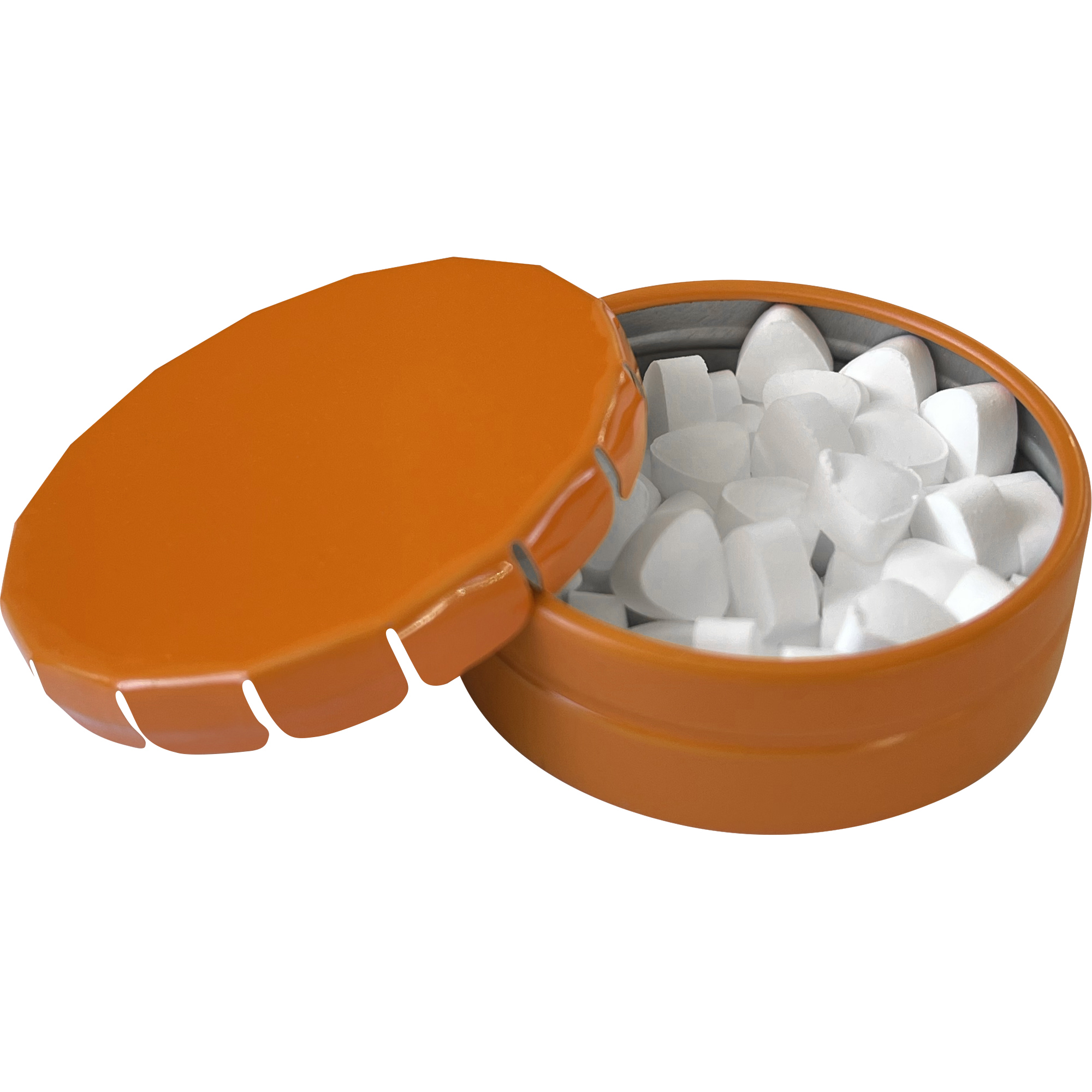 Round click tin with sugar free mints