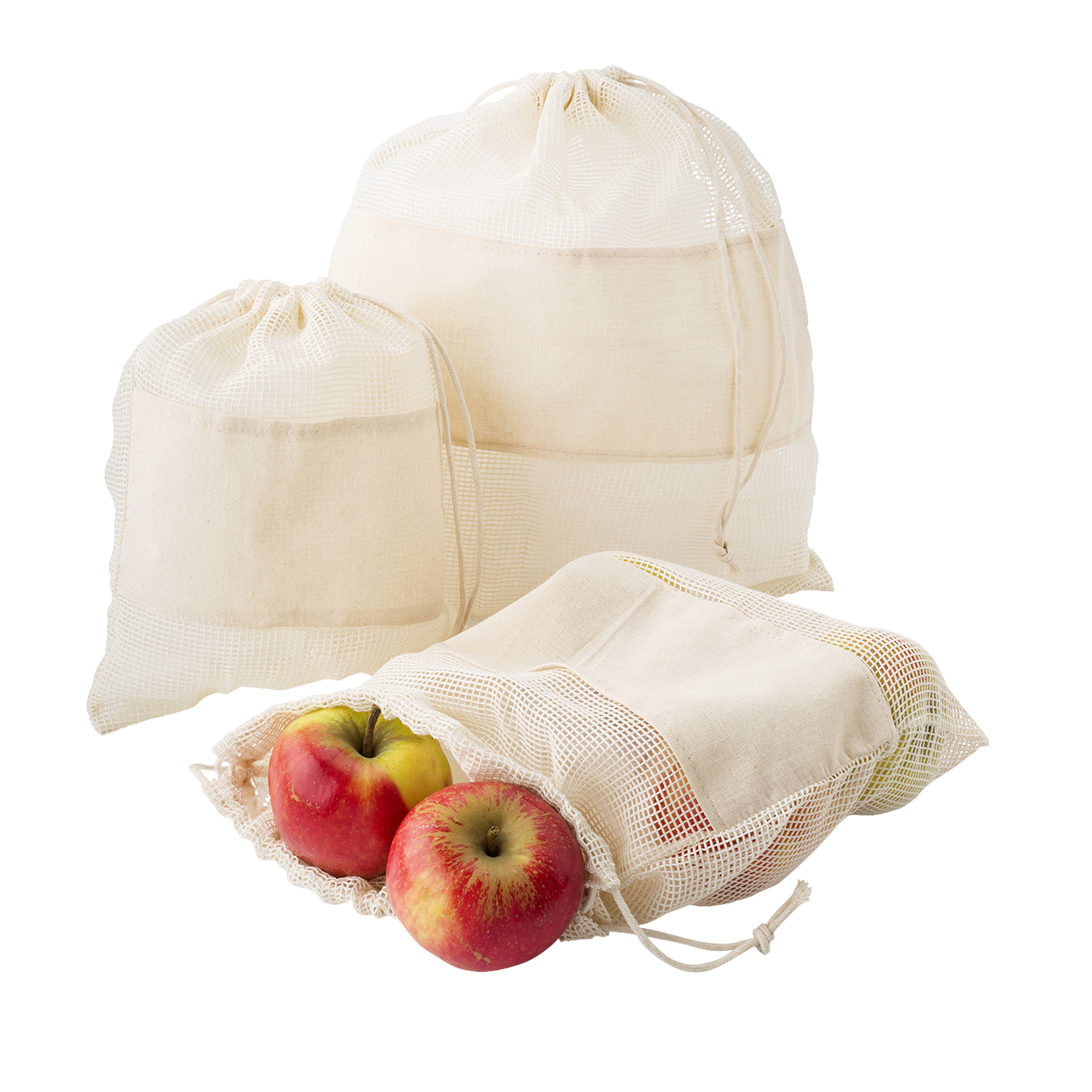 Picture of Natural cotton drawstring mesh bags