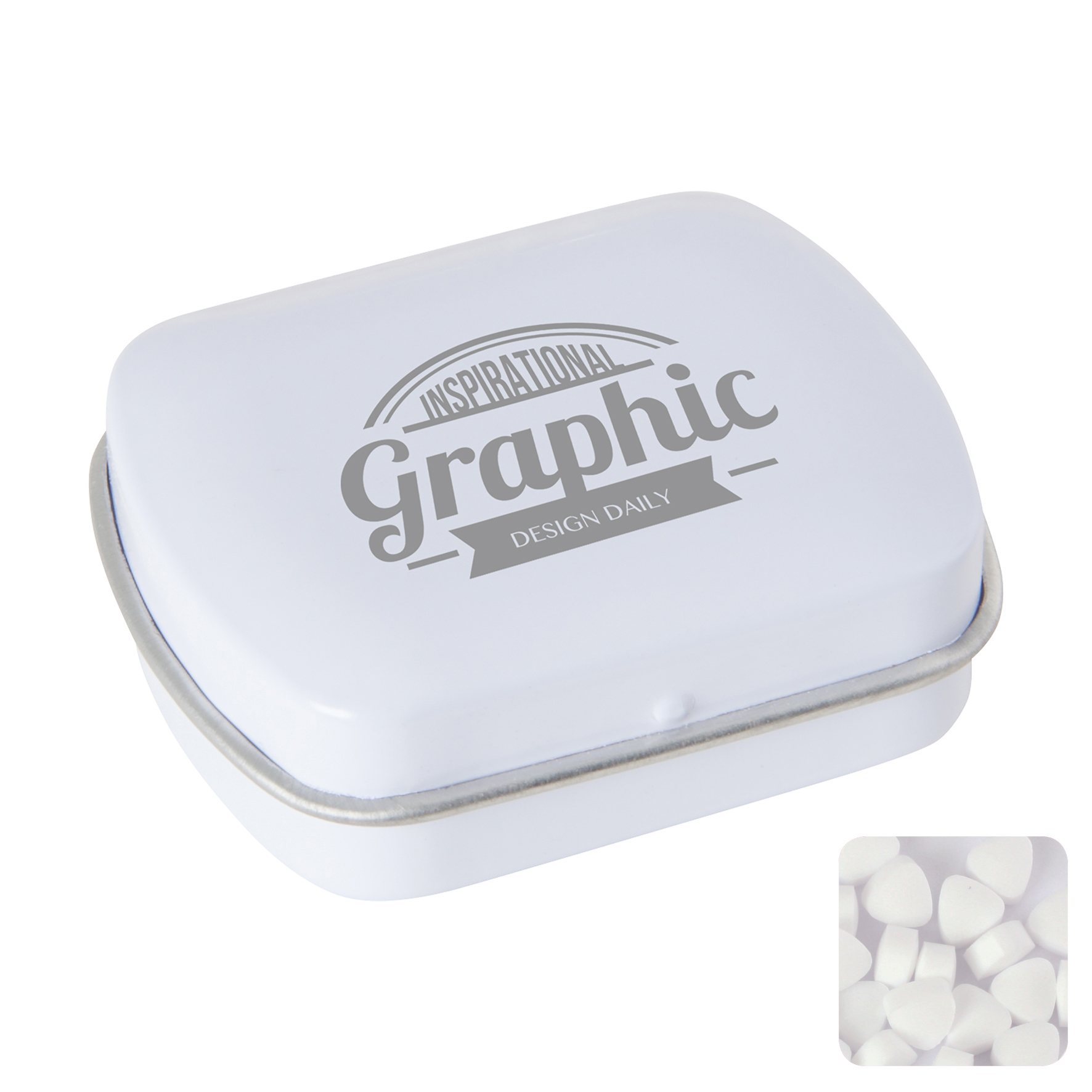 Picture of Small flat hinged tin with sugar free mints