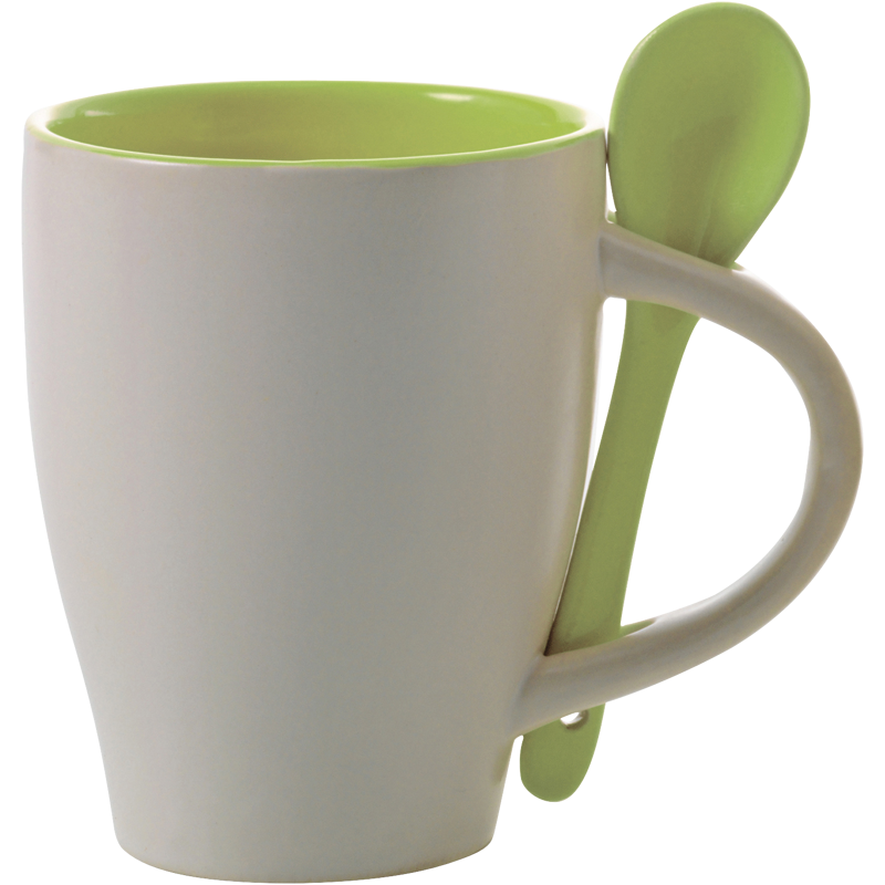 Coffee mug with spoon (300ml) 2855_019 (Lime)