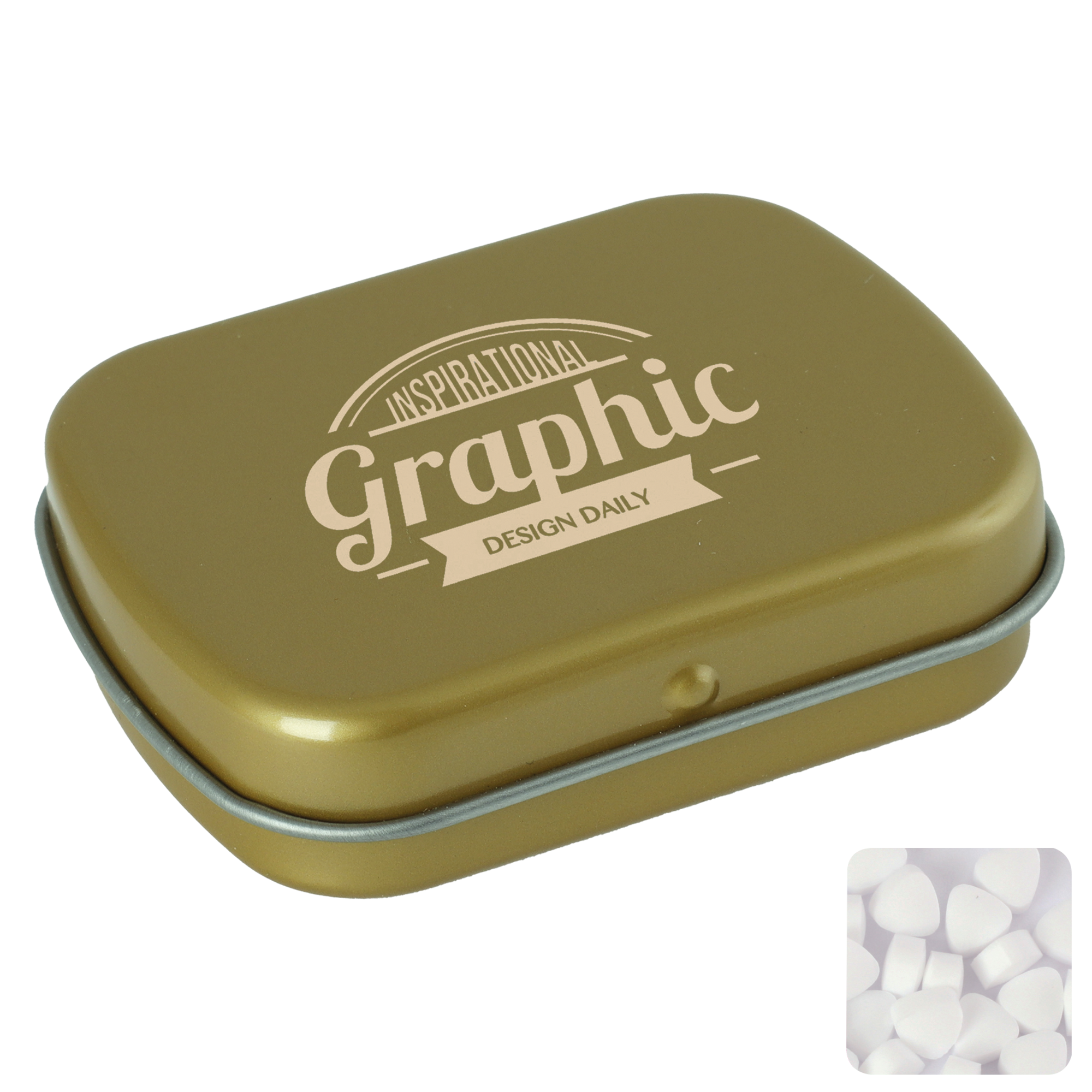 Picture of Flat hinged tin with sugar free mints